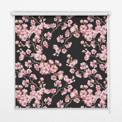 Fabric roller blind for window Flowers from the tree