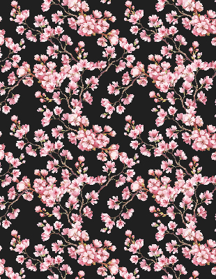 Fabric roller blind for window Flowers from the tree