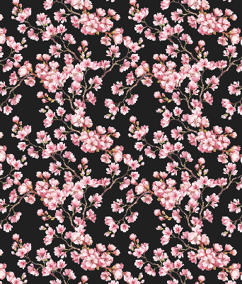 Fabric roller blind for window Flowers from the tree