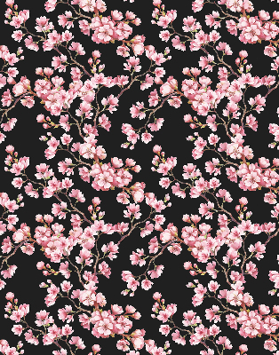 Fabric roller blind for window Flowers from the tree