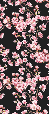 Fabric roller blind for window Flowers from the tree