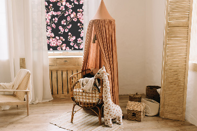 Fabric roller blind for window Flowers from the tree