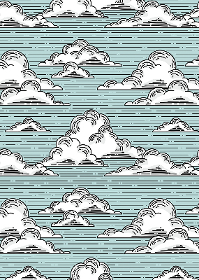 Fabric roller blind for window Clouds