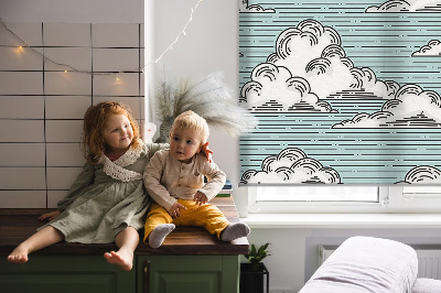 Fabric roller blind for window Clouds