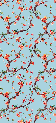 Fabric roller blind for window Flower buds from trees