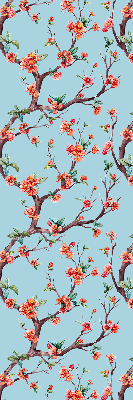 Fabric roller blind for window Flower buds from trees