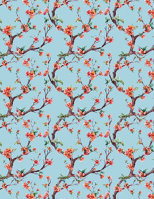Fabric roller blind for window Flower buds from trees