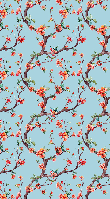 Fabric roller blind for window Flower buds from trees