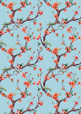 Fabric roller blind for window Flower buds from trees