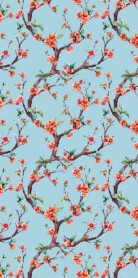 Fabric roller blind for window Flower buds from trees