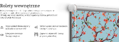 Fabric roller blind for window Flower buds from trees