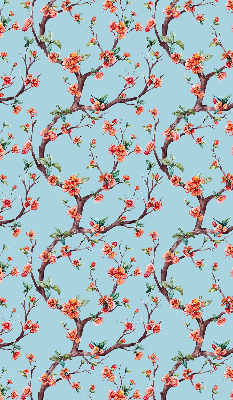 Fabric roller blind for window Flower buds from trees