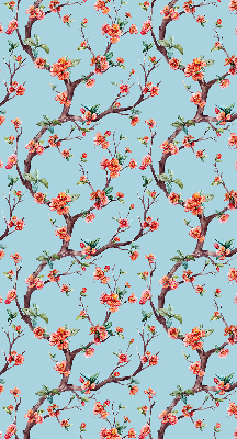 Fabric roller blind for window Flower buds from trees