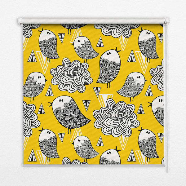 Fabric roller blind for window Birds