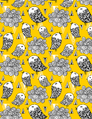Fabric roller blind for window Birds