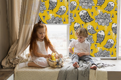Fabric roller blind for window Birds