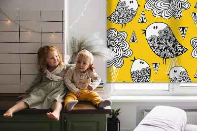 Fabric roller blind for window Birds