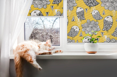 Fabric roller blind for window Birds