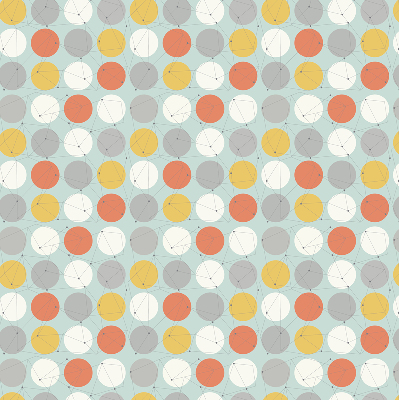 Fabric roller blind for window Dots connected by lines on circles