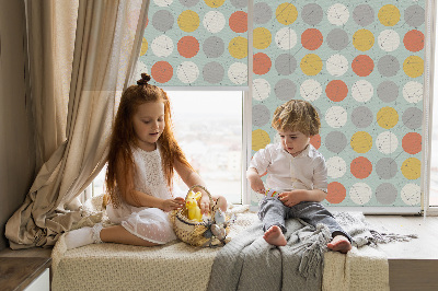 Fabric roller blind for window Dots connected by lines on circles