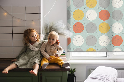 Fabric roller blind for window Dots connected by lines on circles