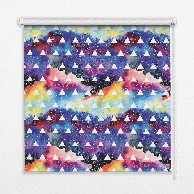 Fabric roller blind for window White triangles on a colored background