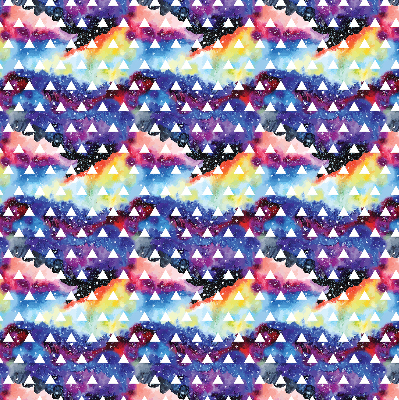 Fabric roller blind for window White triangles on a colored background