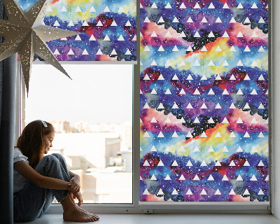 Fabric roller blind for window White triangles on a colored background
