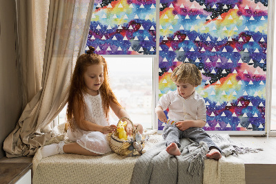 Fabric roller blind for window White triangles on a colored background