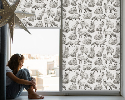 Blackout roller blind for window Gray foxes