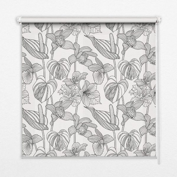 Blackout roller blind Sketched flowers