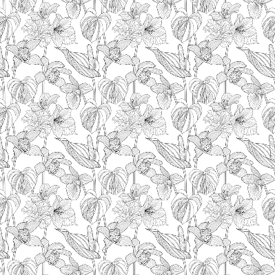 Blackout roller blind Sketched flowers