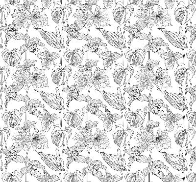 Blackout roller blind Sketched flowers