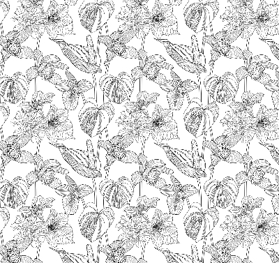 Blackout roller blind Sketched flowers