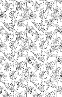 Blackout roller blind Sketched flowers