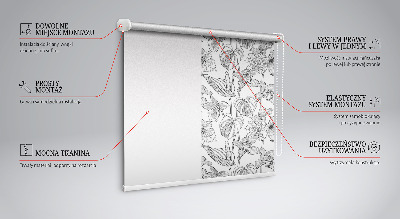 Blackout roller blind Sketched flowers
