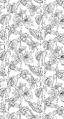 Blackout roller blind Sketched flowers