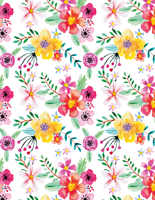 Fabric roller blind for window Painted flowers