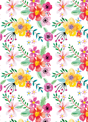 Fabric roller blind for window Painted flowers