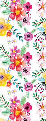 Fabric roller blind for window Painted flowers