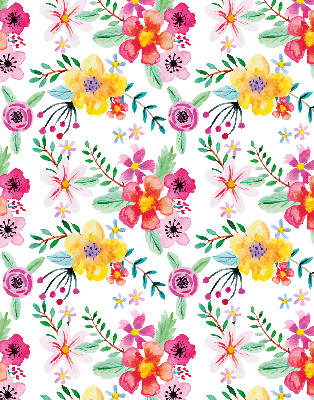 Fabric roller blind for window Painted flowers