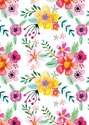 Fabric roller blind for window Painted flowers