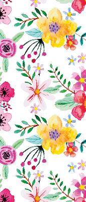 Fabric roller blind for window Painted flowers