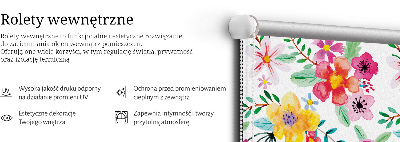 Fabric roller blind for window Painted flowers