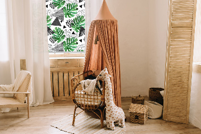 Blackout roller blind for window Leaves triangles dots