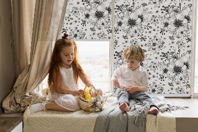 Blackout roller blind for window Drawn flower