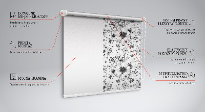 Blackout roller blind for window Drawn flower