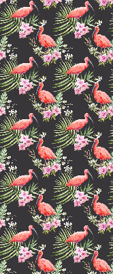 Fabric roller blind for window Flamingos on plants