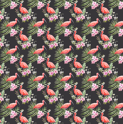 Fabric roller blind for window Flamingos on plants