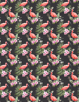 Fabric roller blind for window Flamingos on plants